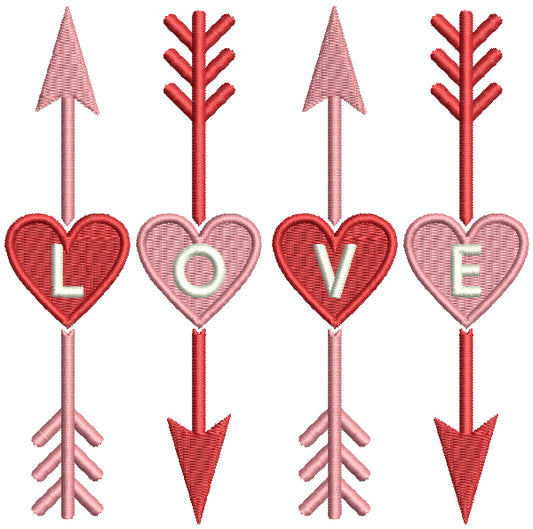 Love Cupid Arrows Valentine's Day Filled Machine Embroidery Design Digitized Pattern
