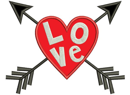 Love Heart With Arrows Applique Machine Embroidery Design Digitized Pattern