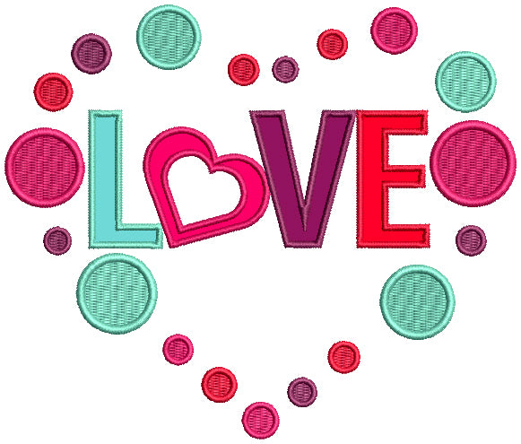 Love Inside Heart Applique Machine Embroidery Design Digitized Pattern