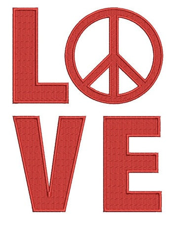 Love Peace Machine Digitized Design Embroidery Filled Pattern - Instant Download - 4x4 , 5x7, and 6x10 -hoops