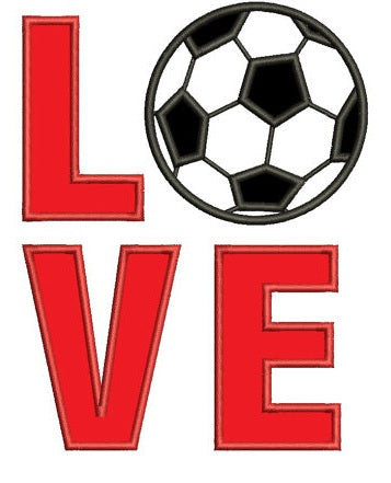 Love Soccer Sport Applique - Instant Download Machine Embroidery Digitized Design - comes in three sizes to fit 4x4 , 5x7, and 6x10 hoops