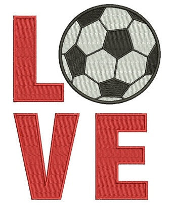 Love Soccer Sport Filled Machine Embroidery Digitized Design - Instant Download - comes in three sizes to fit 4x4 , 5x7, and 6x10 hoops