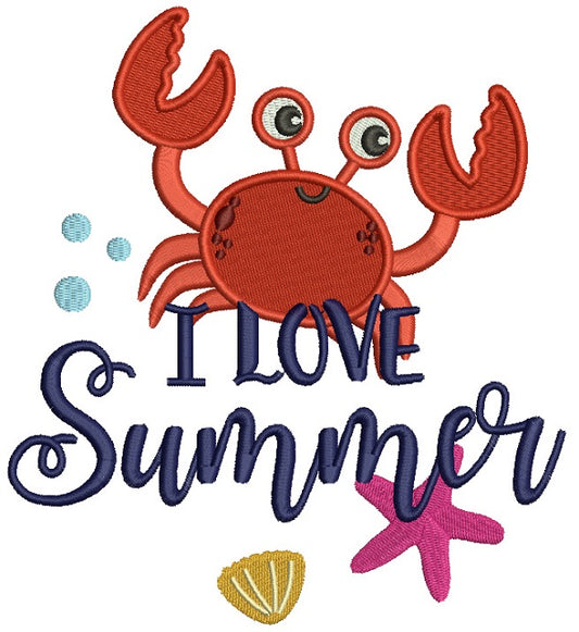 Love Summer Cute Little Crab Filled Machine Embroidery Design Digitized Pattern