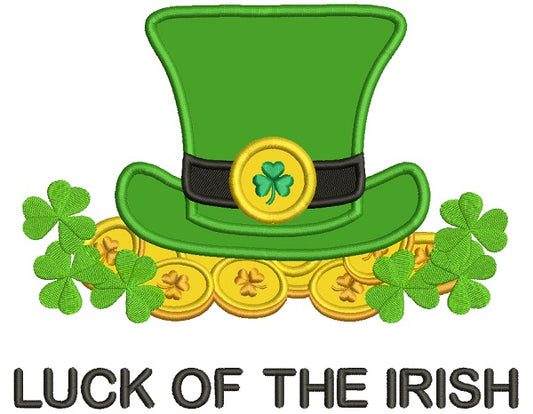 Luck Of The Irish Coins And a Hat St. Patrick's Applique Machine Embroidery Design Digitized