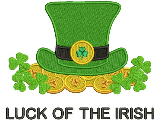 Luck Of The Irish Coins And a Hat St. Patrick's Filled Machine Embroidery Design Digitized