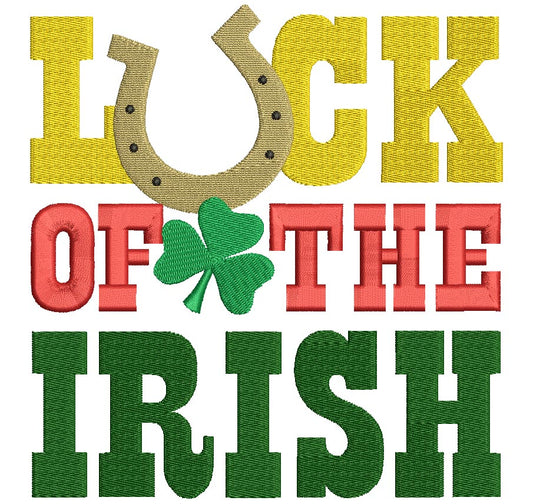 Luck of the Irish Filled Machine Embroidery Digitized Design Pattern