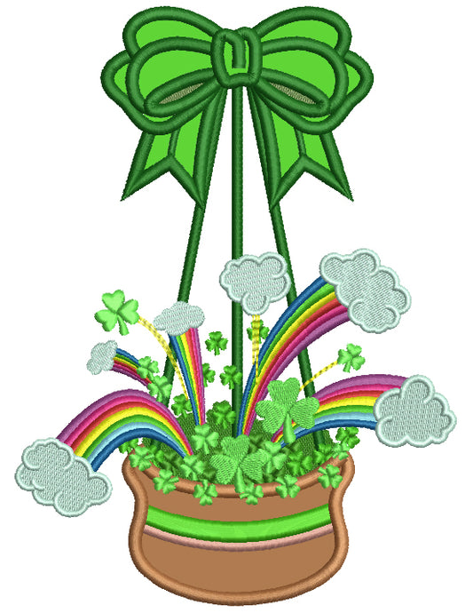 Lucky Bag St. Patrick's Day Applique Machine Embroidery Design Digitized Pattern