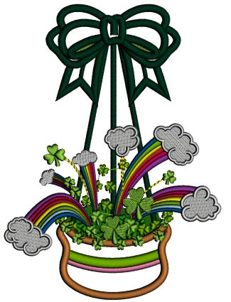 Lucky Bag St. Patrick's Day Applique Machine Embroidery Design Digitized Pattern