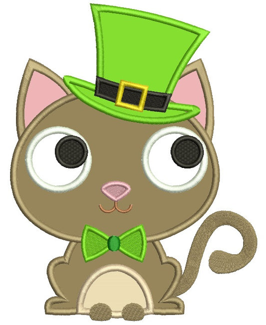 Lucky Cat Saint Patrick's Day Irish Applique Machine Embroidery Design Digitized Pattern