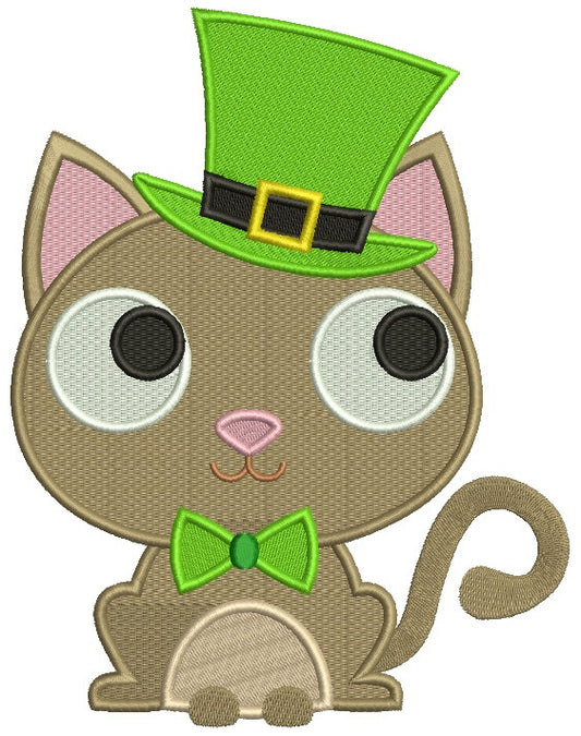 Lucky Cat Saint Patrick's Day Irish Filled Machine Embroidery Design Digitized Pattern