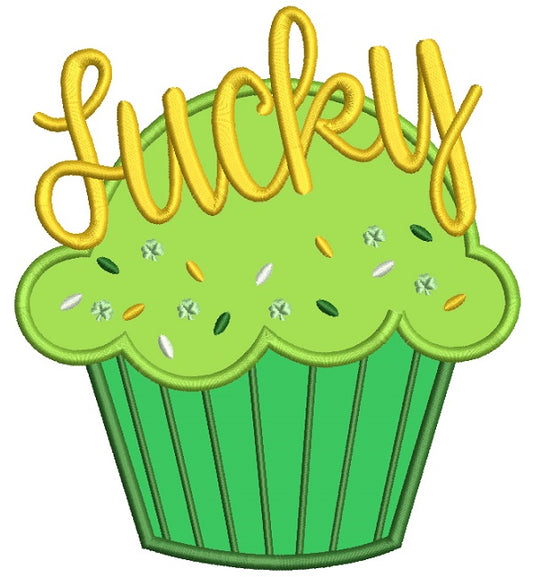 Lucky Cupcake Applique St. Patrick's Day Machine Embroidery Design Digitized Pattern