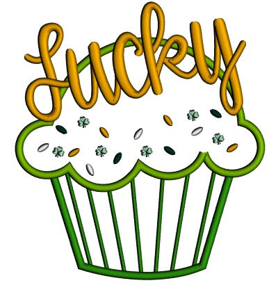 Lucky Cupcake Applique St. Patrick's Day Machine Embroidery Design Digitized Pattern