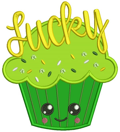 Lucky Cupcake St. Patrick's Applique Machine Embroidery Design Digitized Pattern