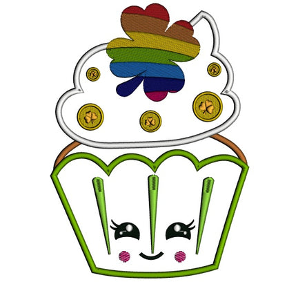 Lucky Cupcake St. Patrick's Applique Machine Embroidery Design Digitized