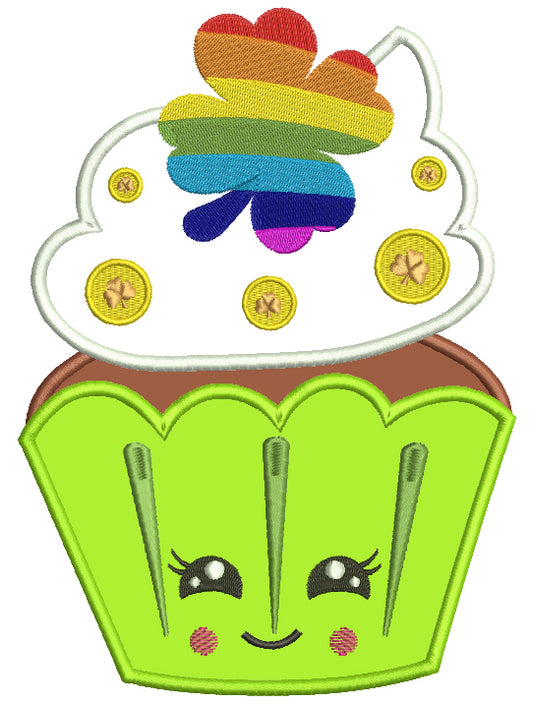 Lucky Cupcake St. Patrick's Applique Machine Embroidery Design Digitized