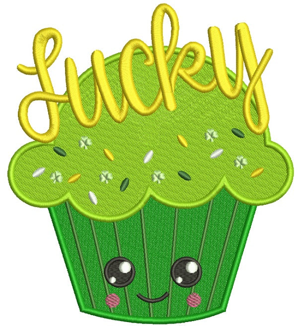 Lucky Cupcake St. Patrick's Filled Machine Embroidery Design Digitized Pattern