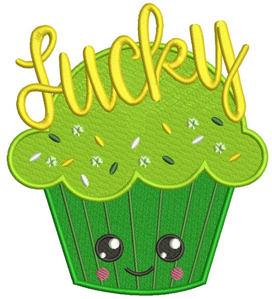 Lucky Cupcake St. Patrick's Filled Machine Embroidery Design Digitized Pattern