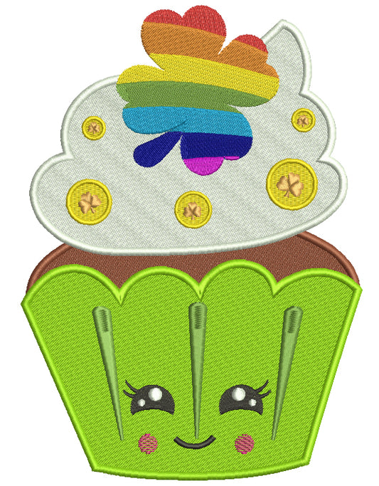Lucky Cupcake St. Patrick's Filled Machine Embroidery Design Digitized