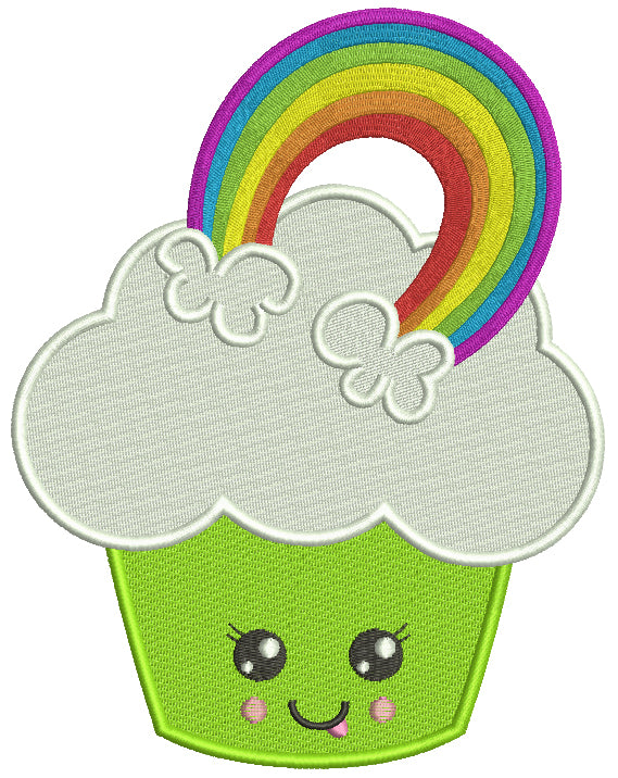 Lucky Cupcake With Rainbow Filled St. Patrick's Day Machine Embroidery Design Digitized Pattern