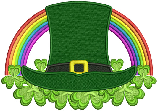Lucky Hat And Rainbow St. Patrick's Filled Machine Embroidery Design Digitized