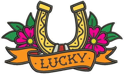 Lucky Horseshoe With Flowers Applique St. Patrick's Day Machine Embroidery Design Digitized Pattern