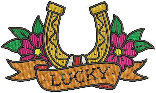 Lucky Horseshoe With Flowers Filled St. Patrick's Day Machine Embroidery Design Digitized Pattern