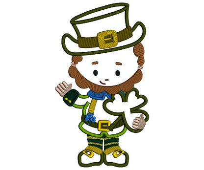 Lucky Leprechaun Irish St Patrick's Day Applique Machine Embroidery Design Digitized Pattern