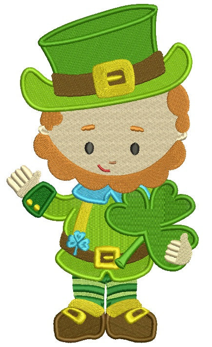 Lucky Leprechaun Irish St Patrick's Day Filled Machine Embroidery Design Digitized Pattern