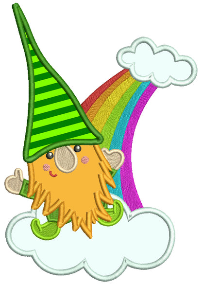 Lucky Leprechaun Over The Rainbow St.Patrick's Day Applique Machine Embroidery Design Digitized Pattern
