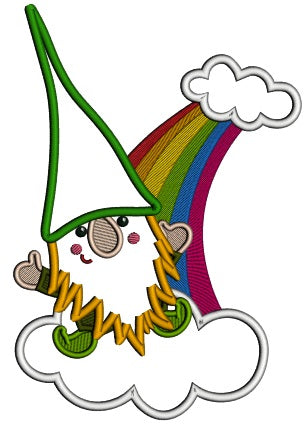 Lucky Leprechaun Over The Rainbow St.Patrick's Day Applique Machine Embroidery Design Digitized Pattern