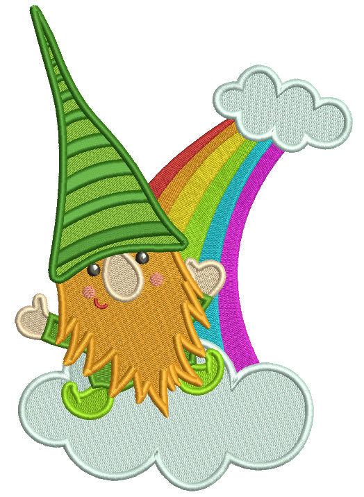 Lucky Leprechaun Over The Rainbow St.Patrick's Day Filled Machine Embroidery Design Digitized Pattern