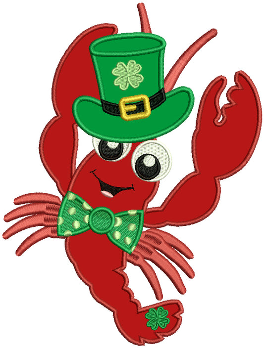 Lucky Lobster St. Patrick's Applique Machine Embroidery Design Digitized Pattern