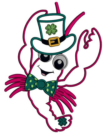 Lucky Lobster St. Patrick's Applique Machine Embroidery Design Digitized Pattern