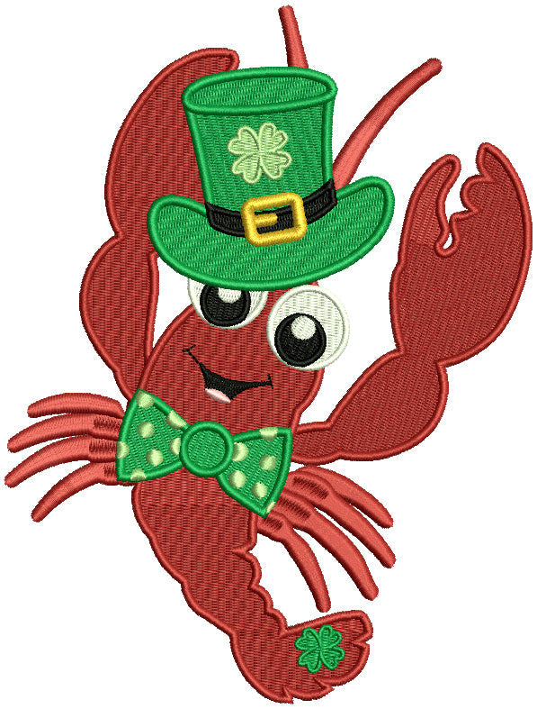 Lucky Lobster St. Patrick's Filled Machine Embroidery Design Digitized Pattern