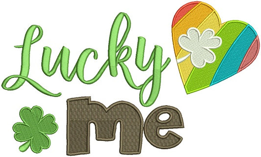Lucky Me Shamrock Inside The Heart St. Patrick's Filled Machine Embroidery Design Digitized Pattern