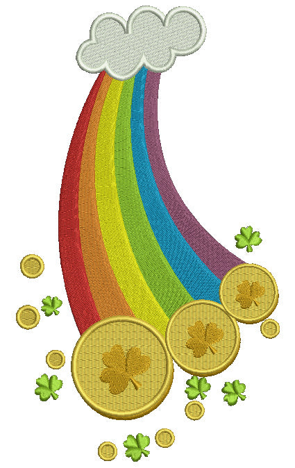 Lucky Rainbow With a Cloud Irish St Patrick's Day Filled Machine Embroidery Design Digitized Pattern