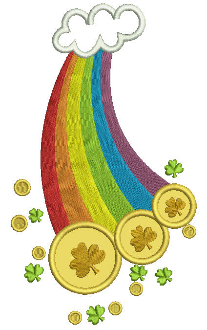 Lucky Rainbow With a Cloud Irish St Patrick's Day Applique Machine Embroidery Design Digitized Pattern