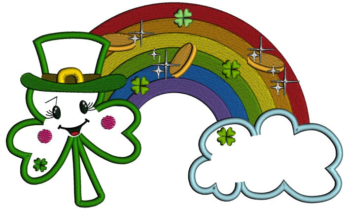 Lucky Shamrock With a Rainbow St. Patrick's Day Applique Machine Embroidery Design Digitized Pattern