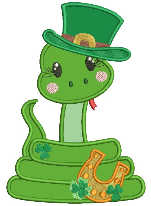 Lucky Snake St. Patrick's Day Applique Machine Embroidery Design Digitized Pattern