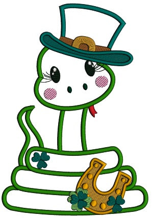 Lucky Snake St. Patrick's Day Applique Machine Embroidery Design Digitized Pattern