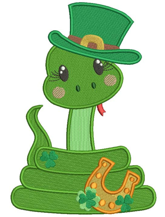 Lucky Snake St. Patrick's Day Filled Machine Embroidery Design Digitized Pattern
