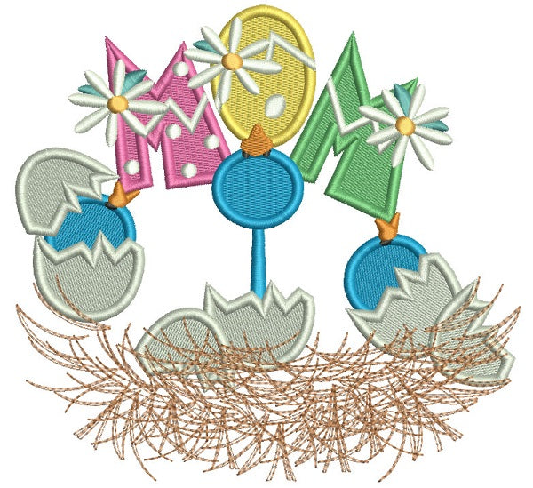 MOM Easter Eggs Filled Machine Embroidery Design Digitized Pattern