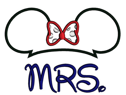 MRS Minnie Mouse Applique Machine Embroidery Digitized Design Pattern