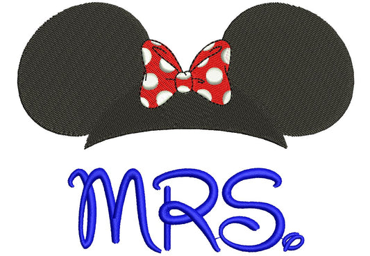 MRS Minnie Mouse Filled Machine Embroidery Digitized Design Pattern