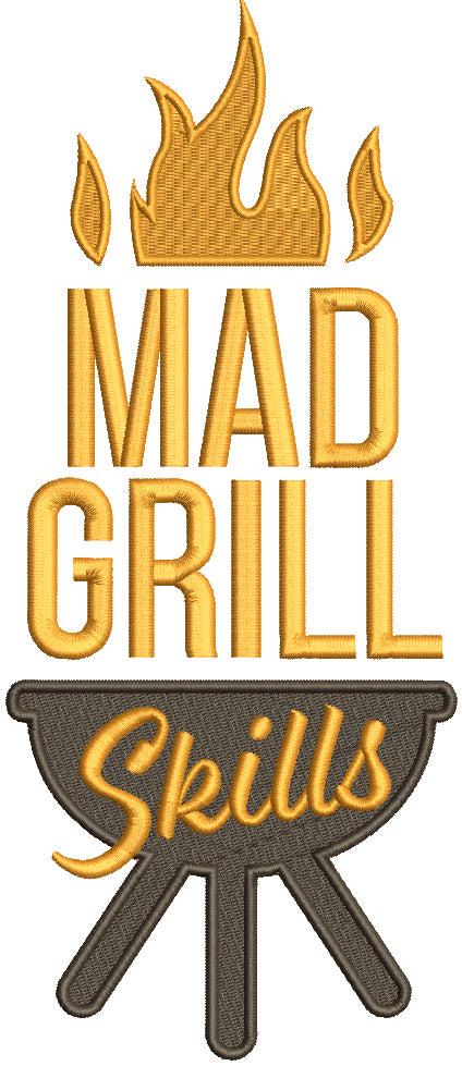 Mad Grill Skills BBQ Filled Machine Embroidery Design Digitized Pattern
