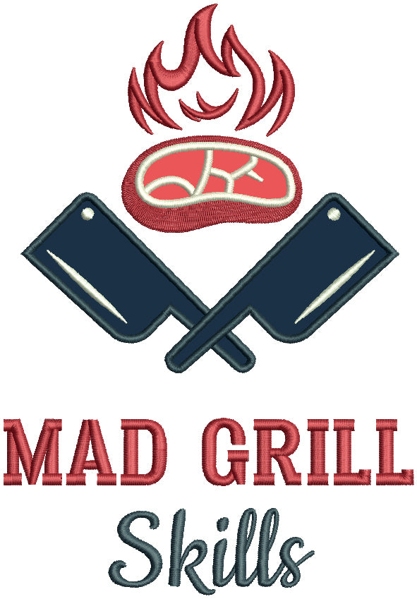 Mad Grill Skills Cooking Steak Applique Machine Embroidery Design Digitized Pattern