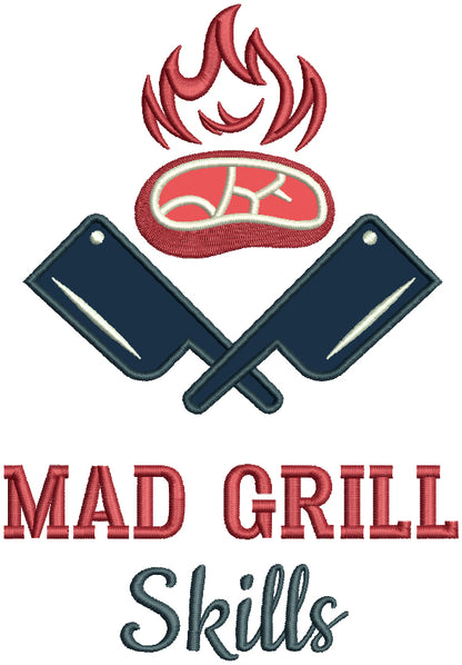 Mad Grill Skills Cooking Steak Applique Machine Embroidery Design Digitized Pattern