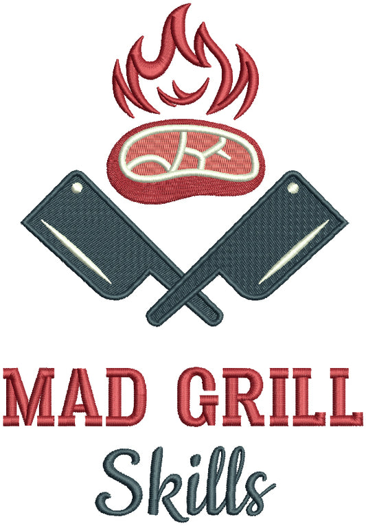 Mad Grill Skills Cooking Steak Filled Machine Embroidery Design Digitized Pattern