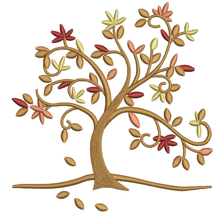Majestic Fall Whimsical Tree Filled Machine Embroidery Digitized Design Pattern