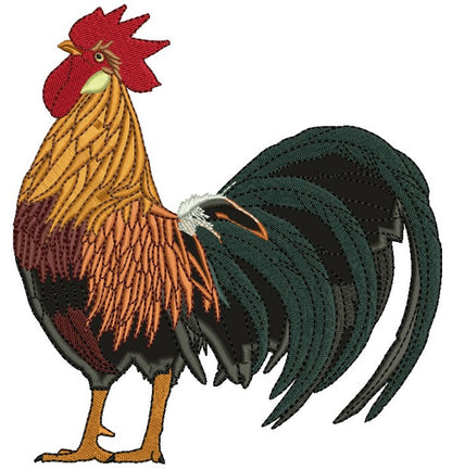 Majestic Golden Rooster Applique Machine Embroidery Design Digitized Pattern